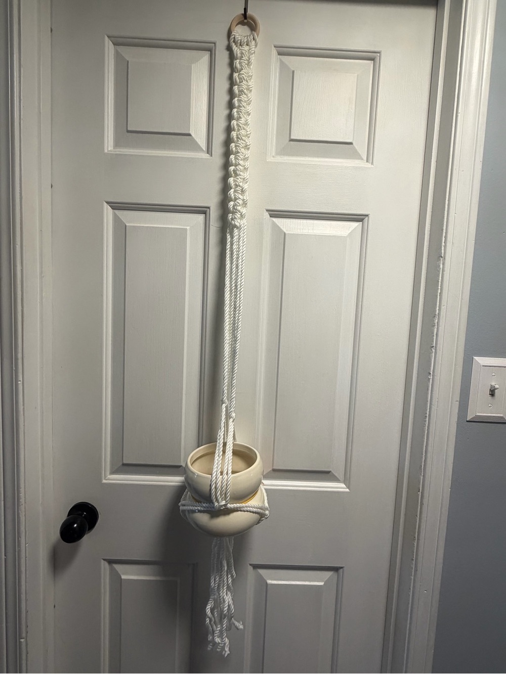 Handmade White Macramé Plant Hanger
